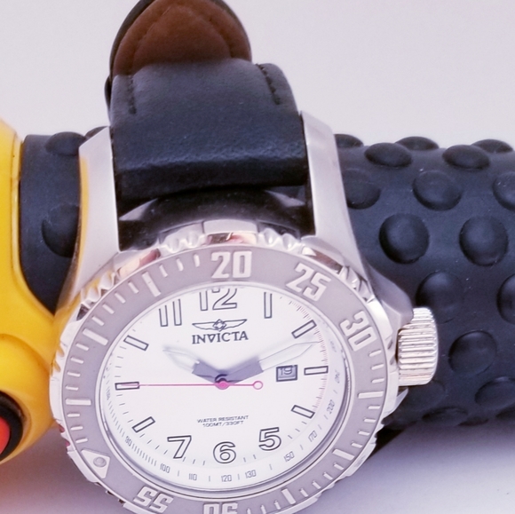 NW/OBOX INVICTA RUSSIAN DIVER WATCH/STAINLESS STEEL W/BLACK LEATHER BAND/ - Picture 6 of 7